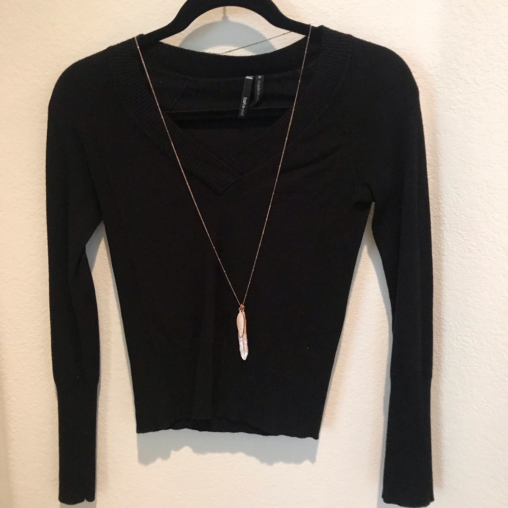 Black V-neck sweater